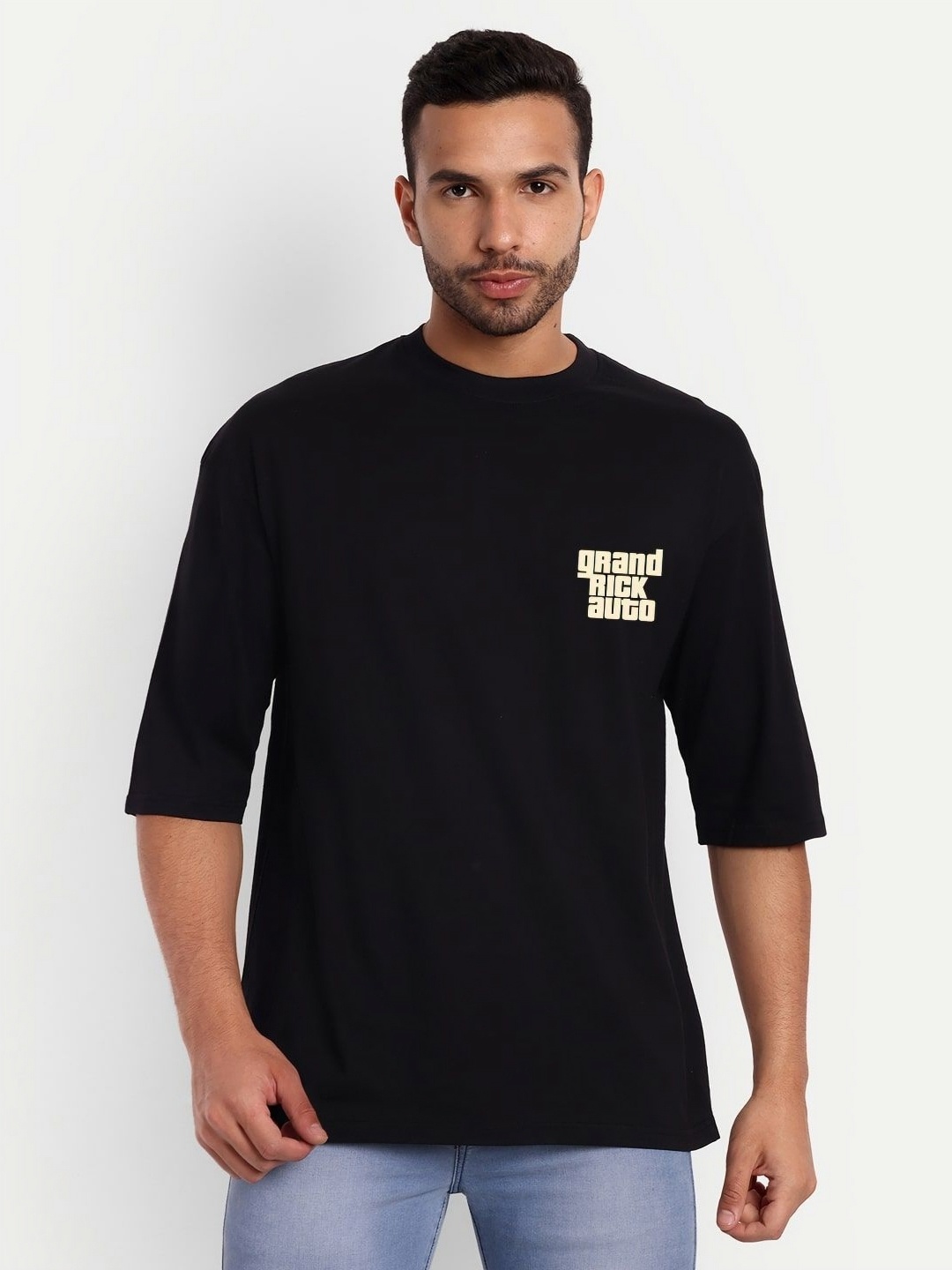 

Gavin Paris Men Printed Bio Finish Applique T-shirt, Black