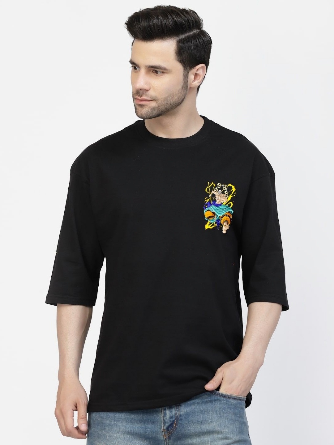 Gavin Paris Men Typography Printed Bio Finish Applique T-shirt, Black