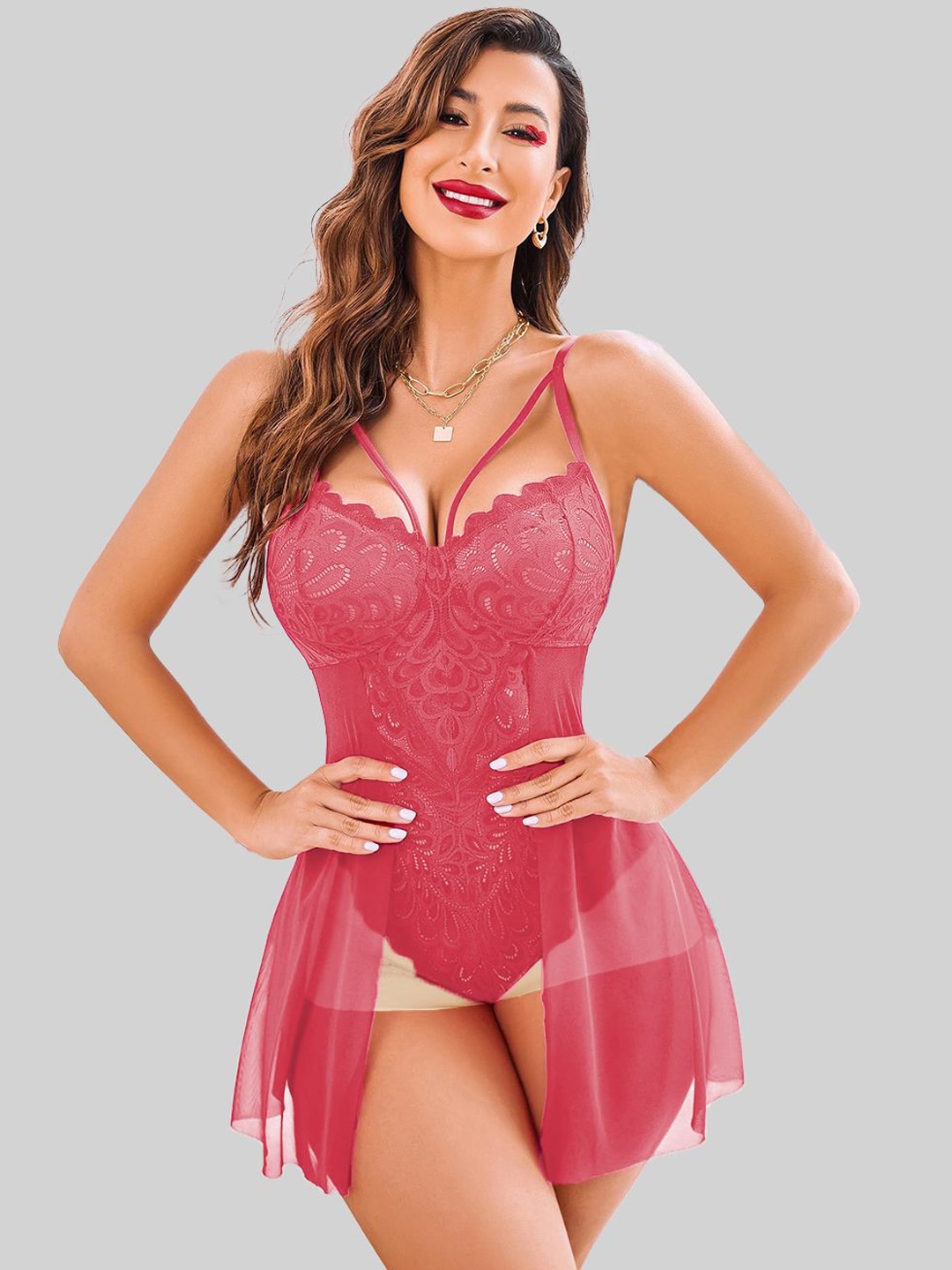 

KRENOZ Net Baby Doll, Peach