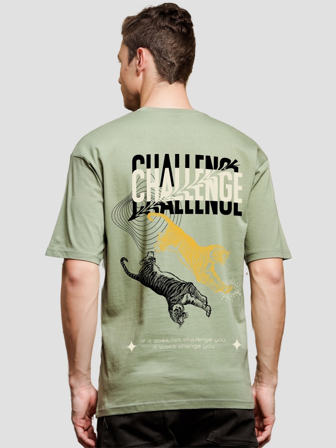 

ADRO Men Typography Printed Raw Edge T-shirt, Olive