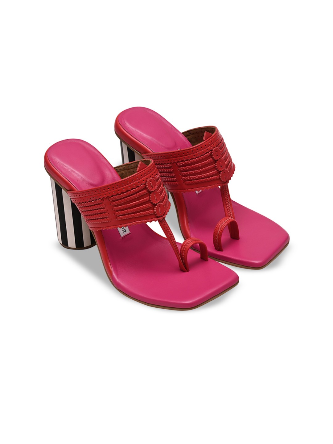 

Aprajita Toor Woven Design Leather Block Heel Sandal, Red