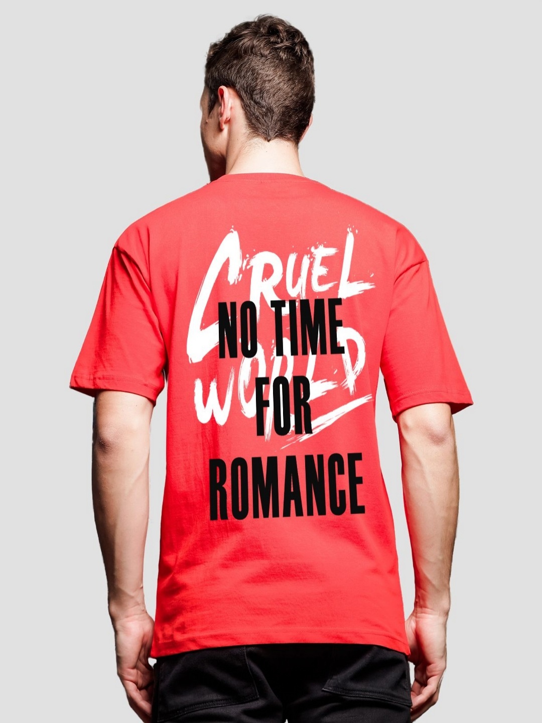 

ADRO Men Typography Printed V-Neck T-shirt, Red