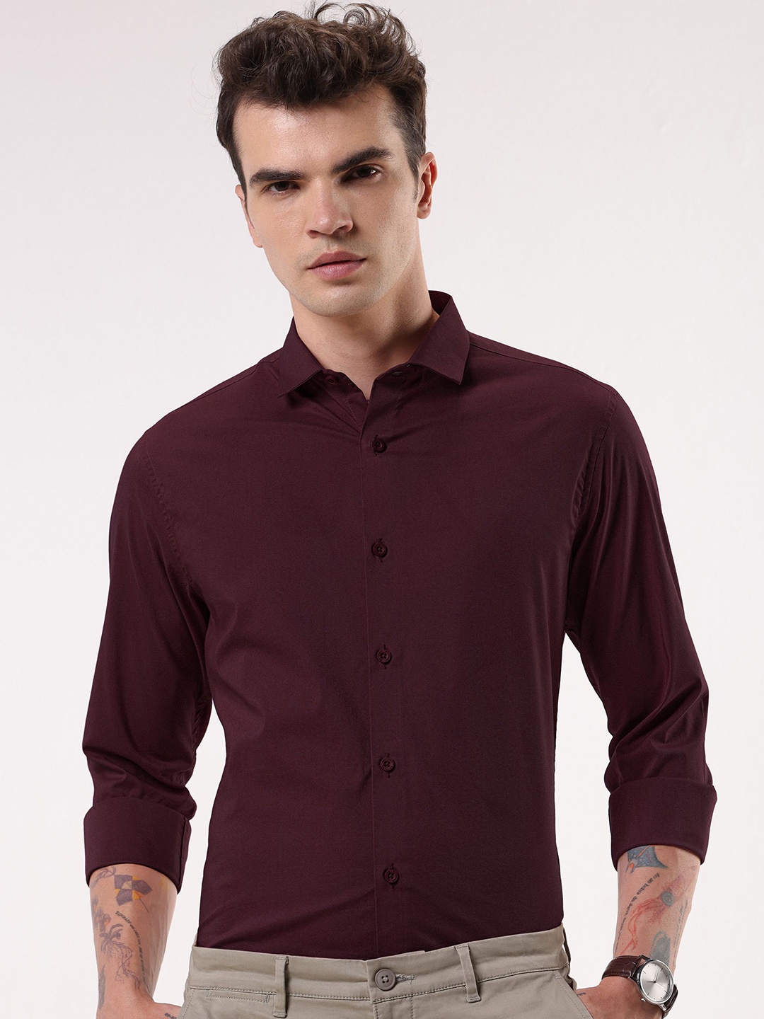 

Beyoung Men Comfort Opaque Casual Shirt, Maroon