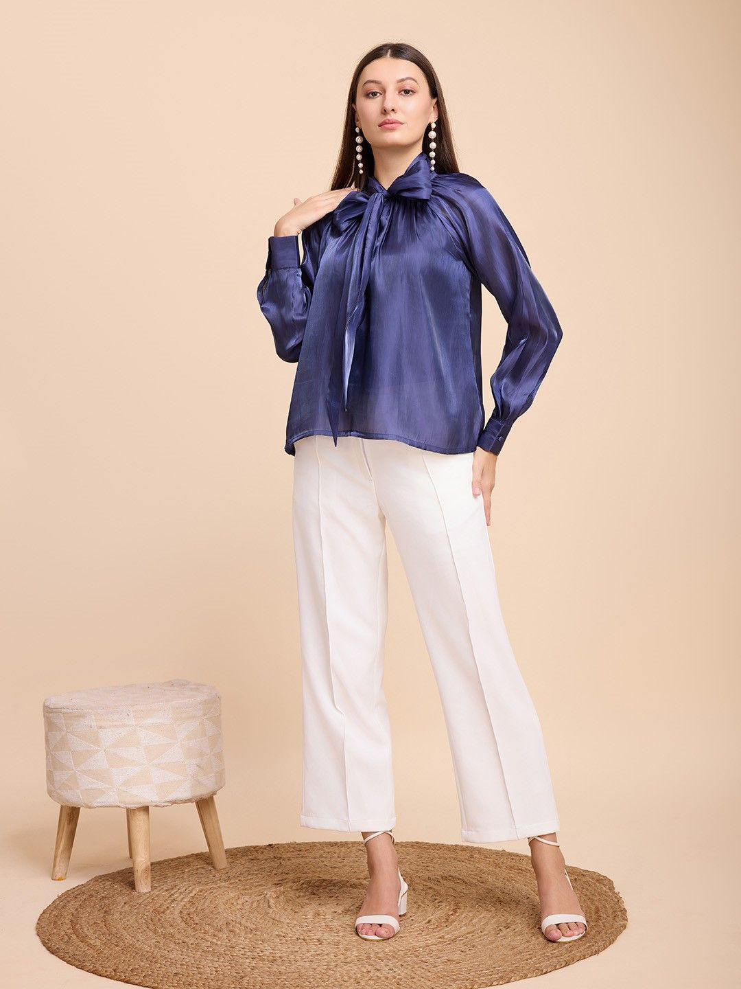 

HOUSE OF MIRA Shirt Style Top, Blue