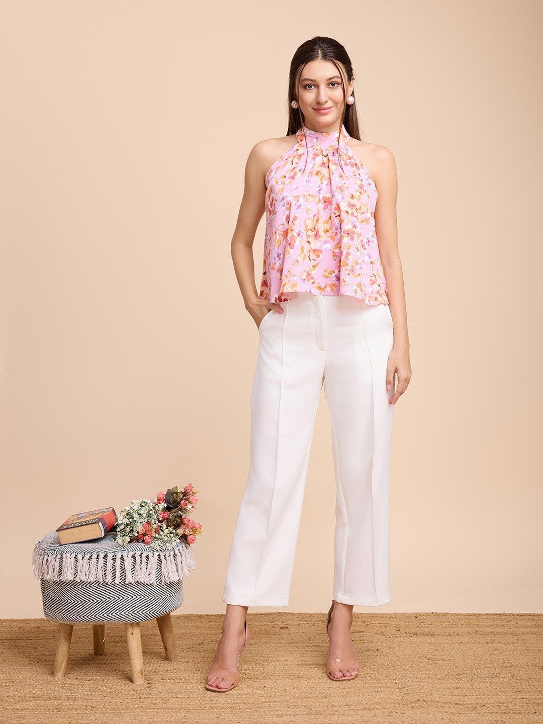 

HOUSE OF MIRA Floral Print Top, Pink