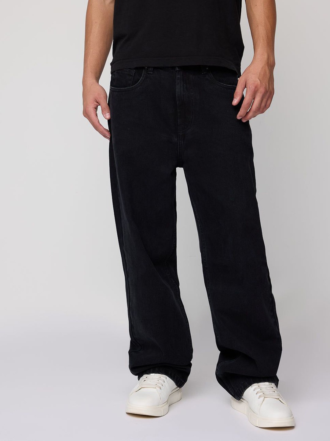 

FREAKINS Men Nightshade Black Straight Fit High-Rise Jeans