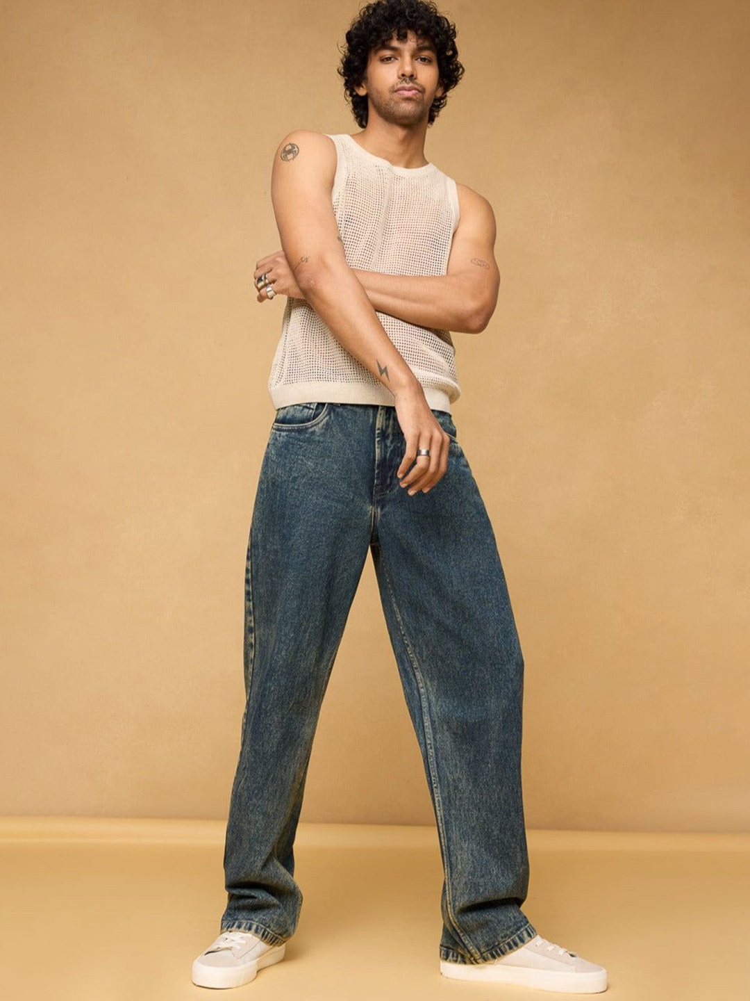 

FREAKINS Men Straight Fit High-Rise Light Fade Jeans, Blue