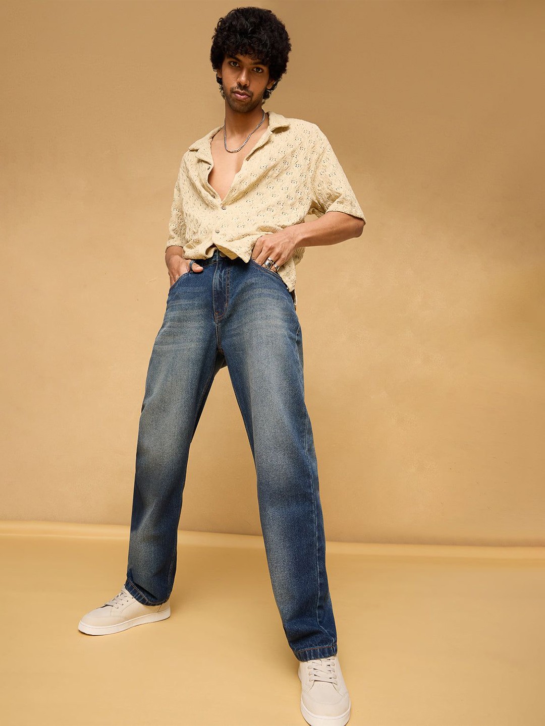 

FREAKINS Men High-Rise Cotton Low Distress Heavy Fade Jeans, Blue