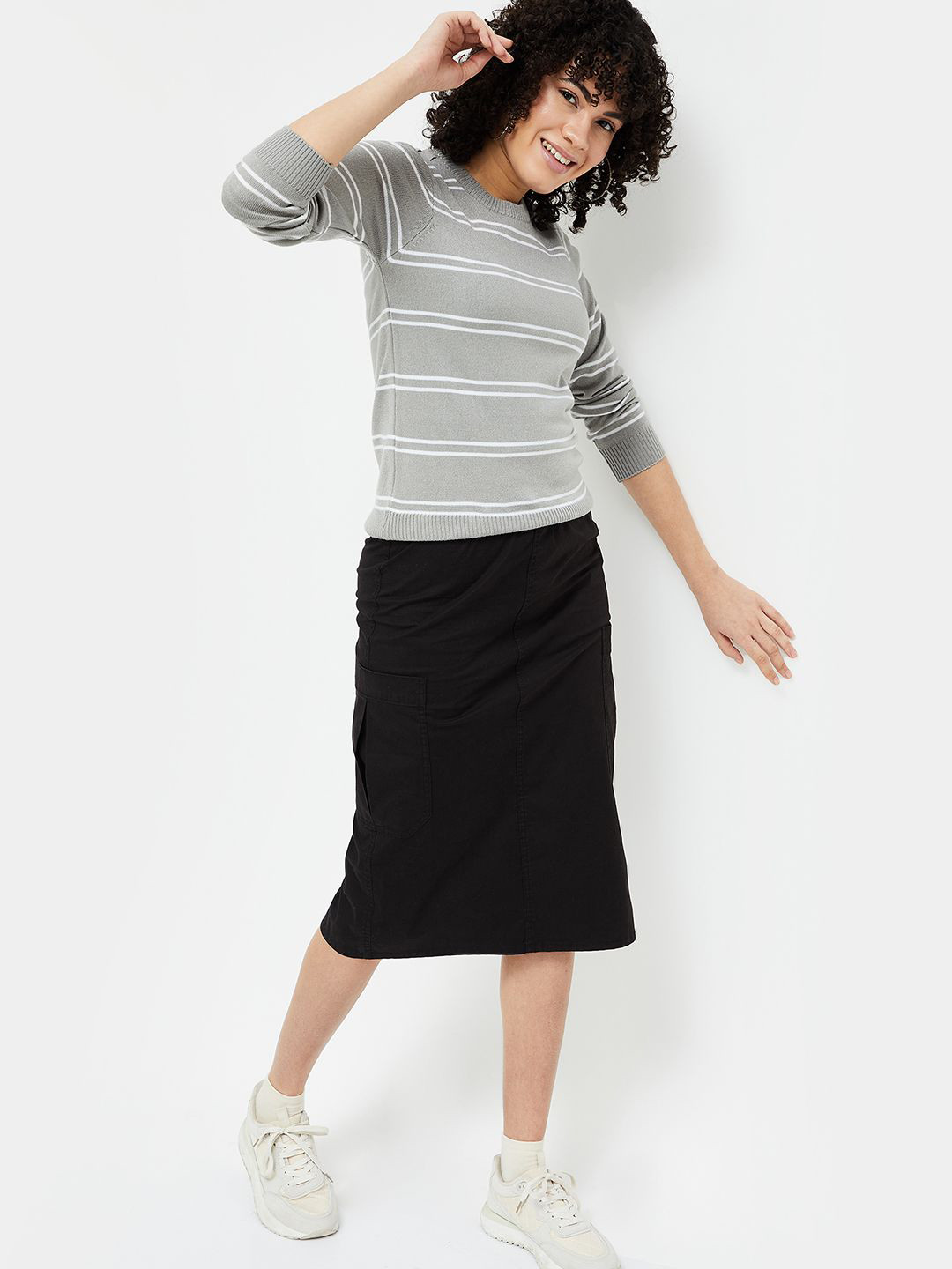 

Fame Forever by Lifestyle Striped Top, Grey