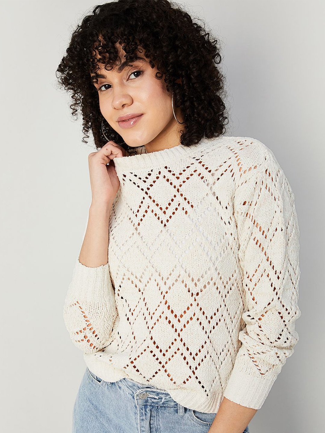 

Fame Forever by Lifestyle Women Cable Knit Pullover, Beige