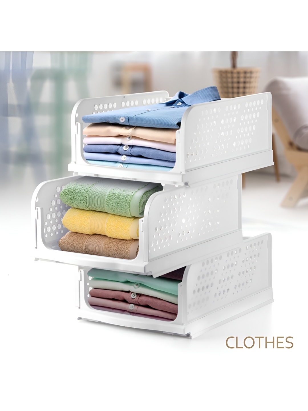 

Nayasa White 3 Pieces Self Design Foldable and Stackable Multi-Utility Organisers