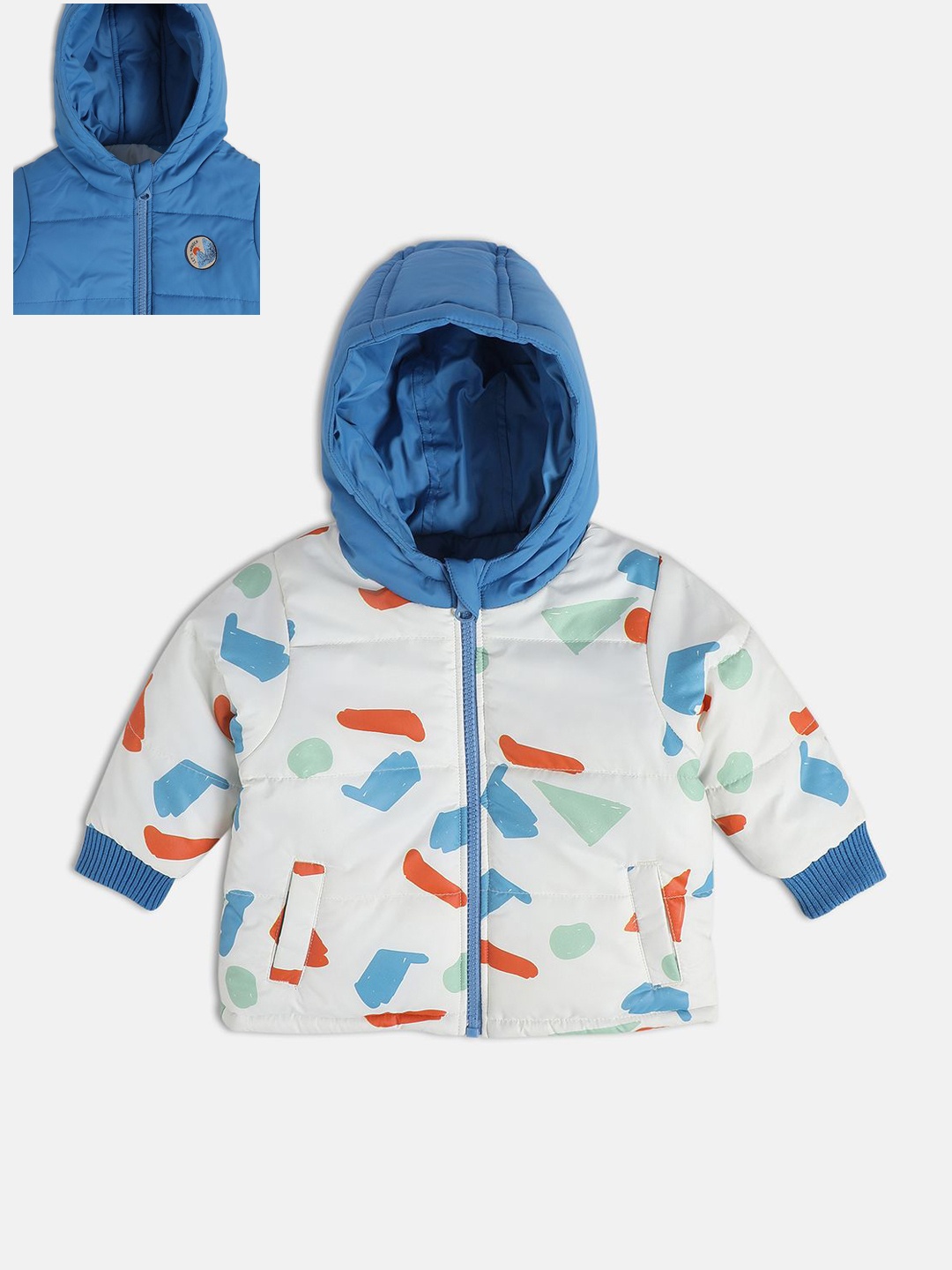 

MINI KLUB Boys Open Front Jacket with Patchwork, White