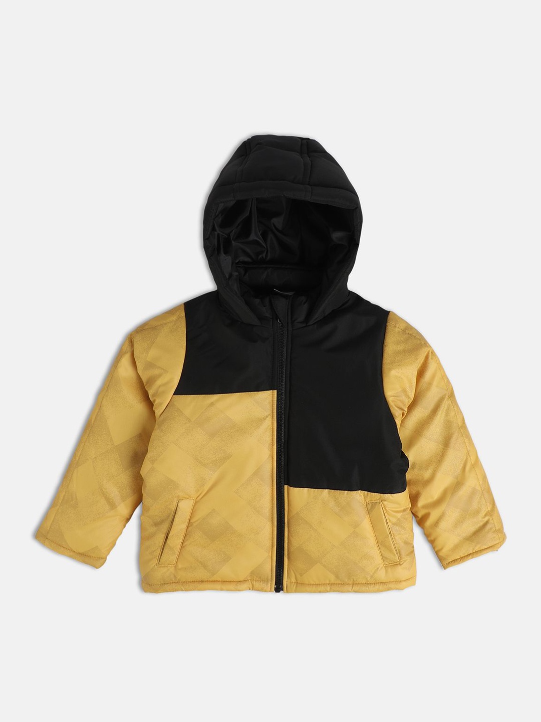 

MINI KLUB Boys Colourblocked Crop Open Front Jacket, Yellow