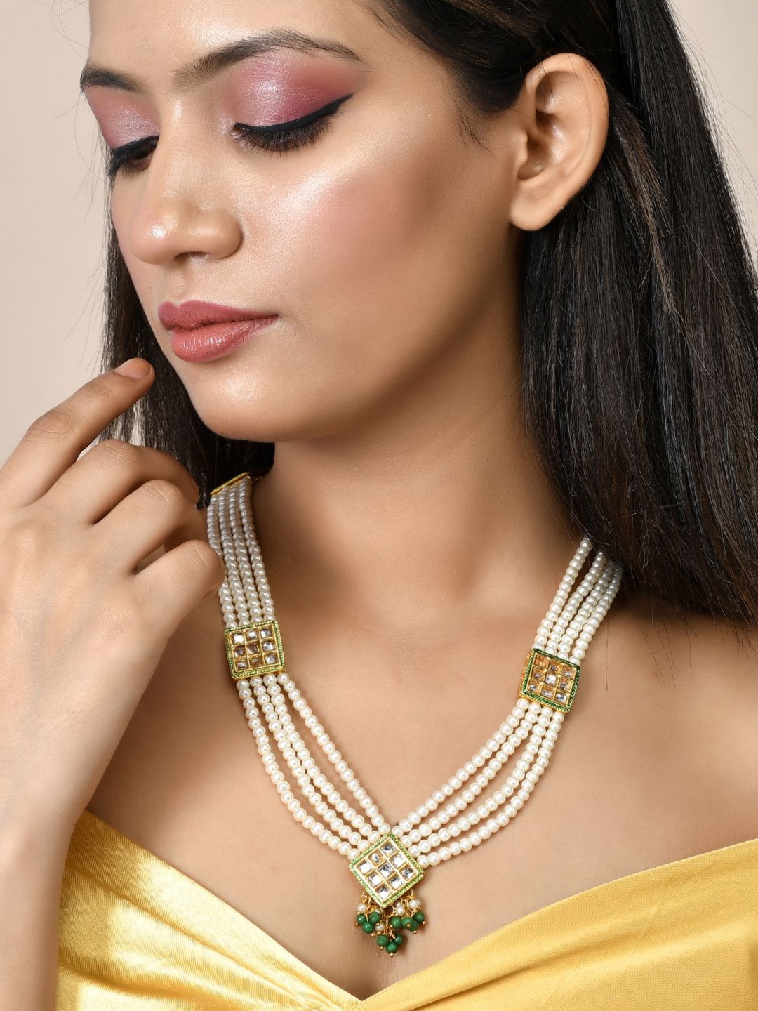 

Silvermerc Designs Gold-Plated Pearls Beaded Layered Necklace