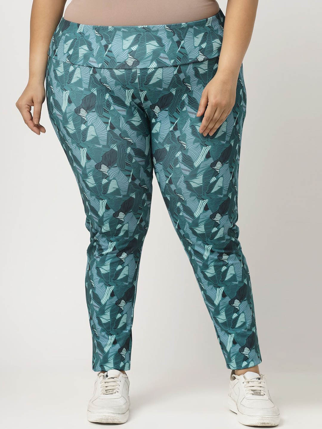 

plusS Women Plus Size Printed Yoga Pant, Green