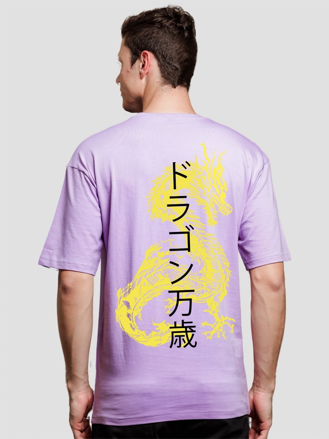 

ADRO Men Typography Printed V-Neck Extended Sleeves Raw Edge T-shirt, Purple