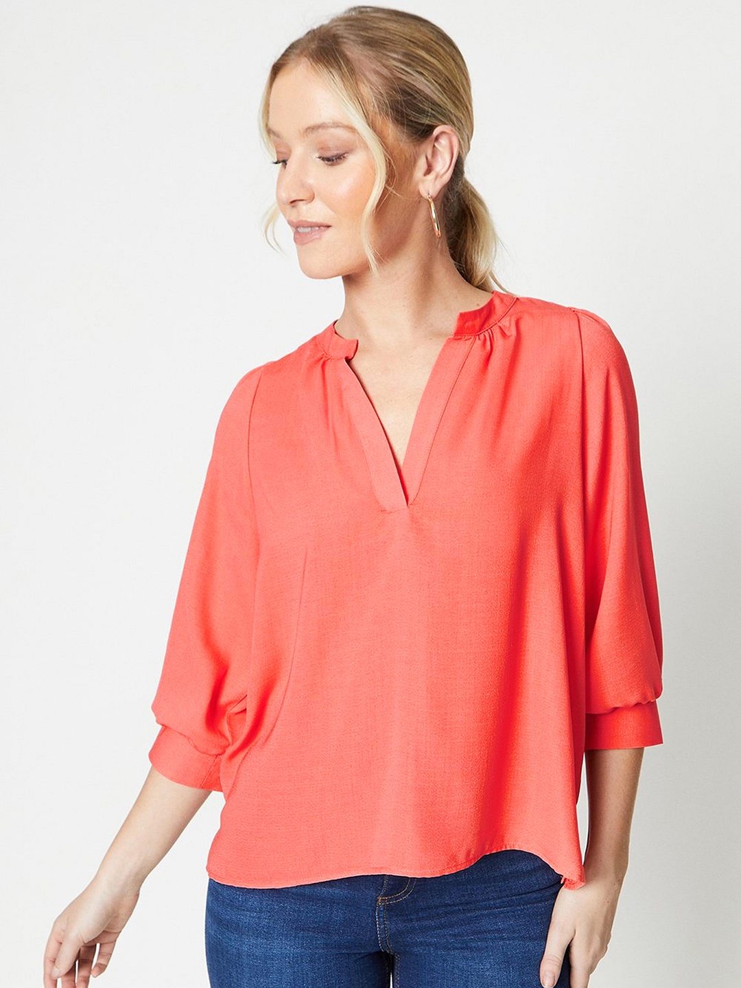 

DOROTHY PERKINS Mandarin Collar Top, Peach