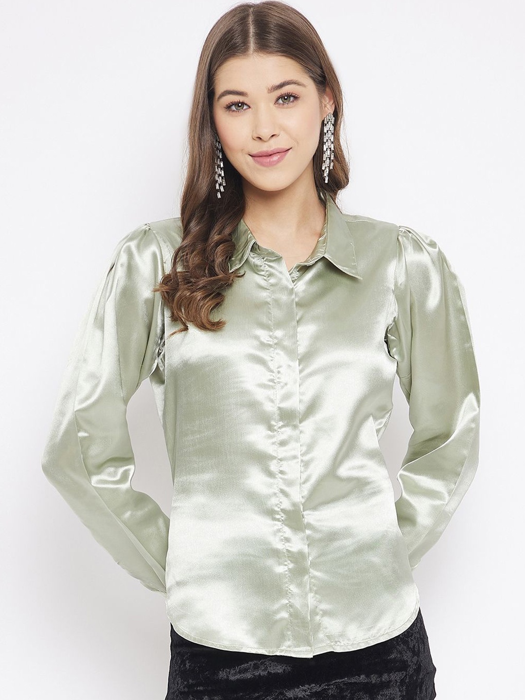 

Bitterlime Women Standard Opaque Formal Shirt, Green