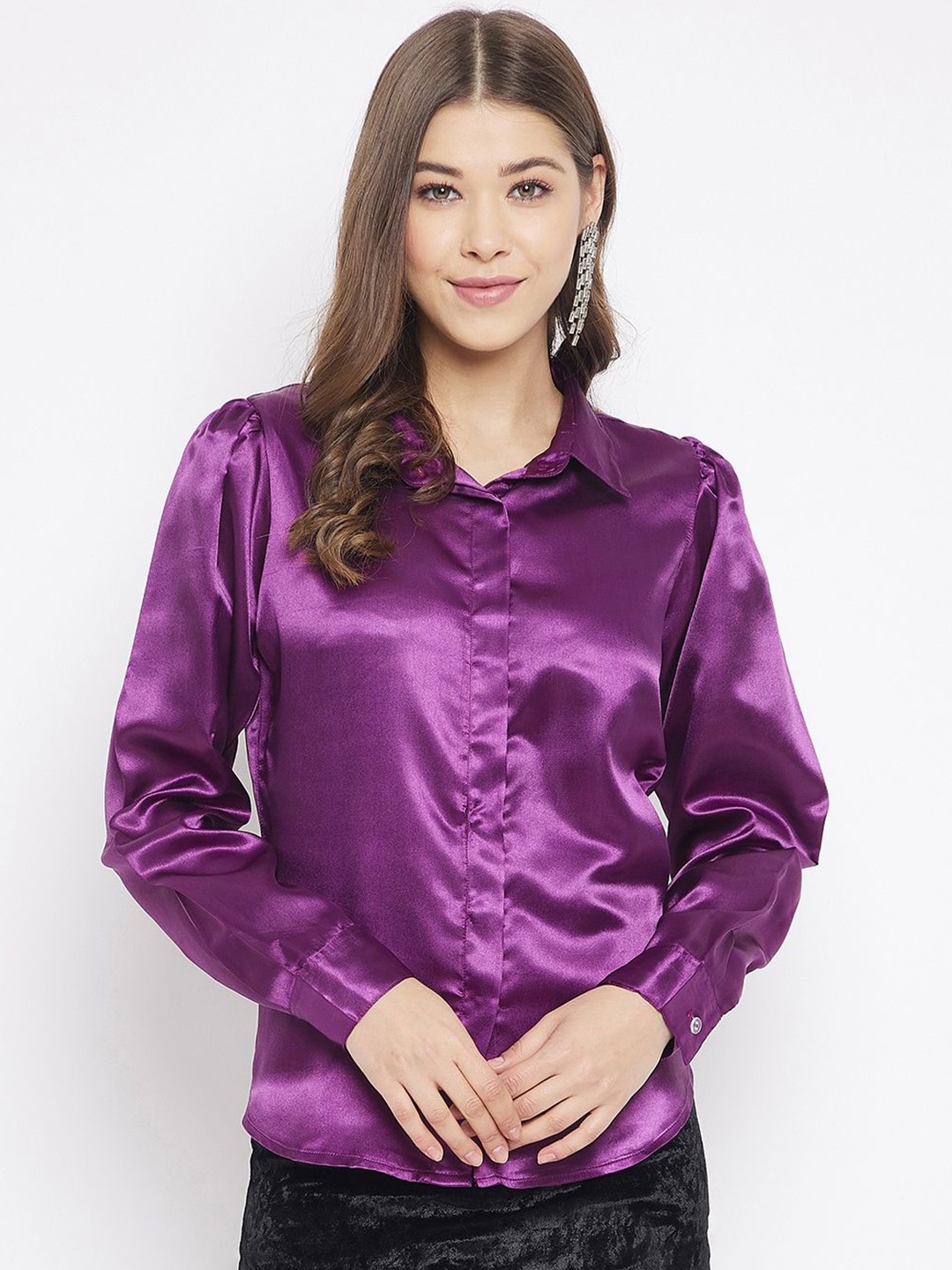 

Bitterlime Women Standard Opaque Formal Shirt, Violet