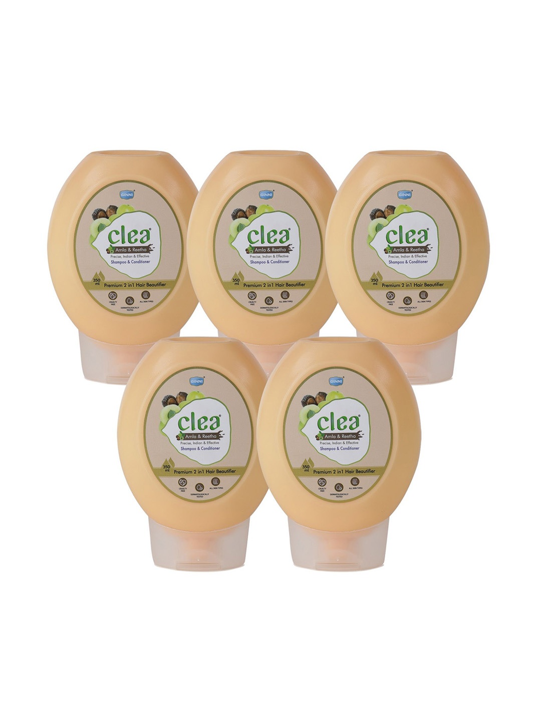 

Clea Set Of 5 Amla & Reetha Shampoo & Conditioner 2 In 1 Hair Beautifier- 350ml Each, White