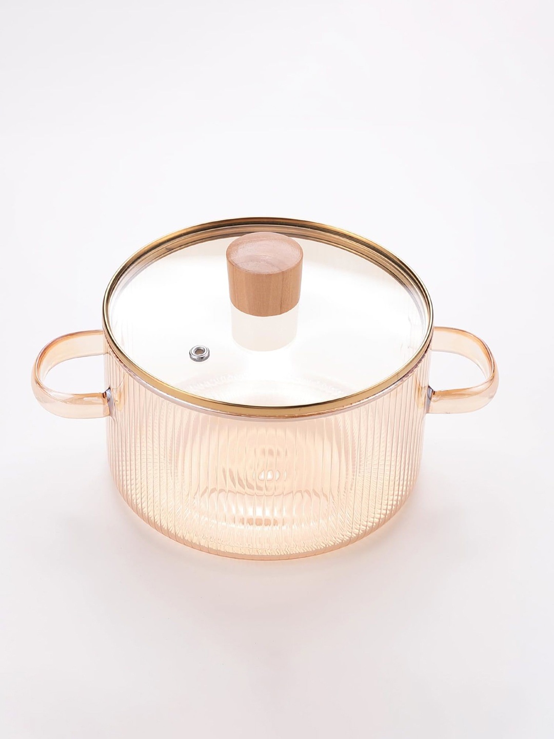 

Kuber Industries Transparent Glass Dishwasher Safe Saucepan With Lid & Handle