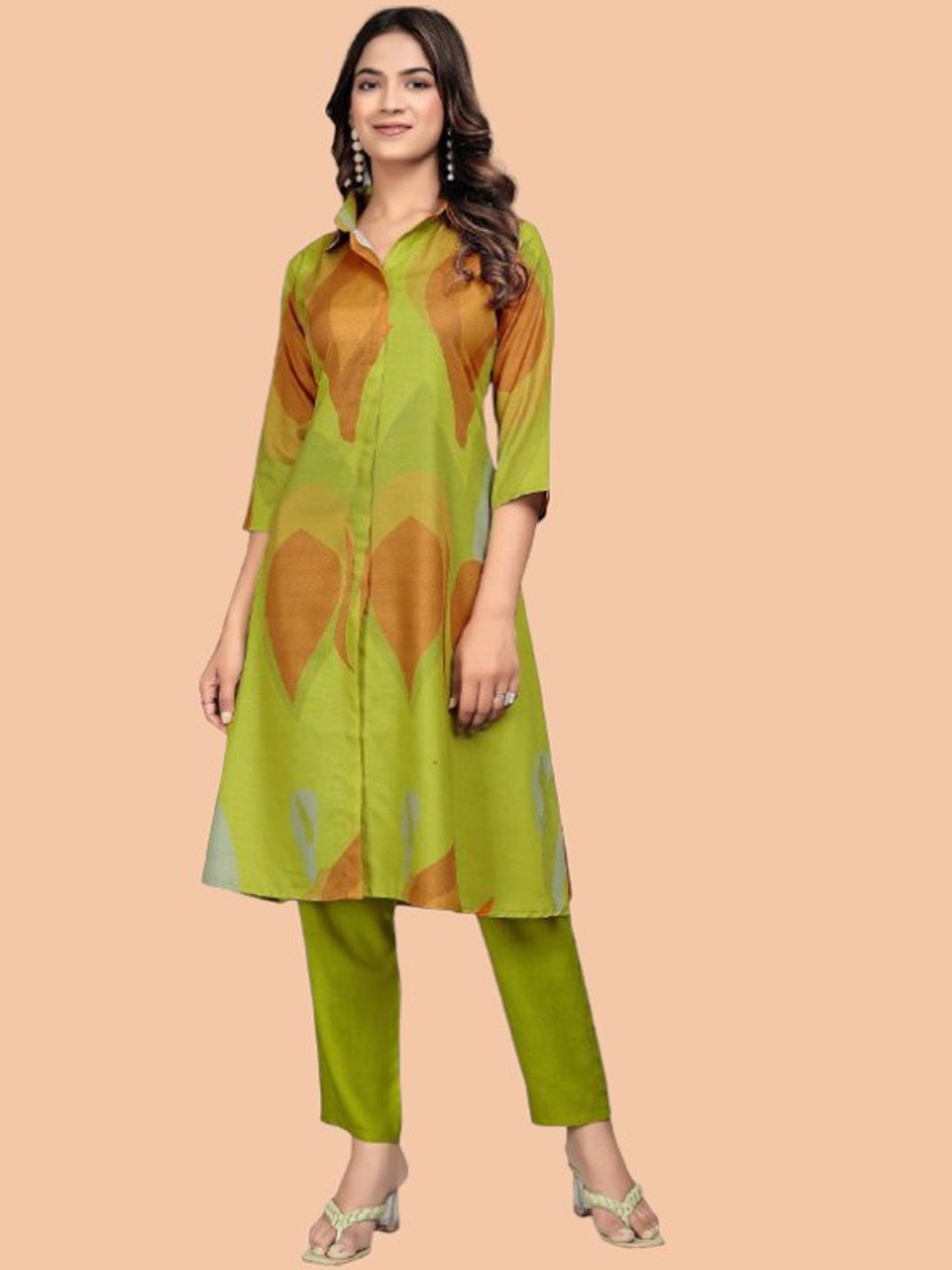 

Siya Fashion Floral Printed A-Line Kurta with Palazzos, Green