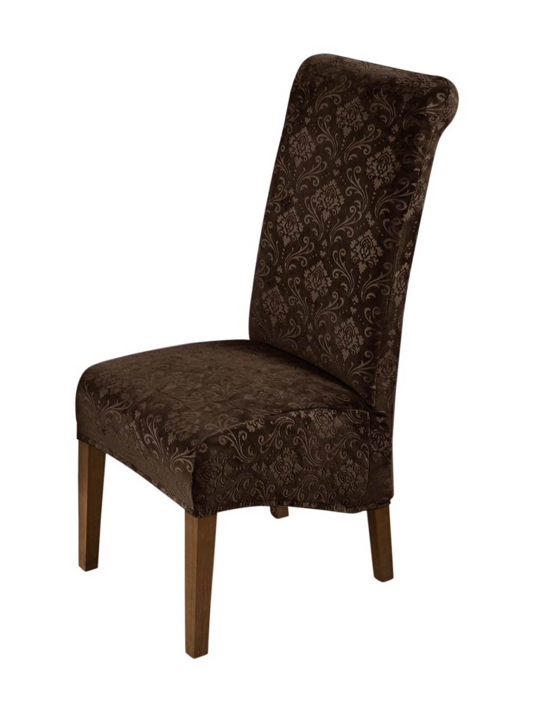 

HOKIPO Brown Stretchable Velvet Long Back Chair Covers