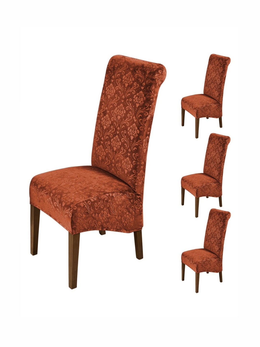 

HOKIPO Brown 4 Pieces Stretchable Velvet Long Back Chair Covers