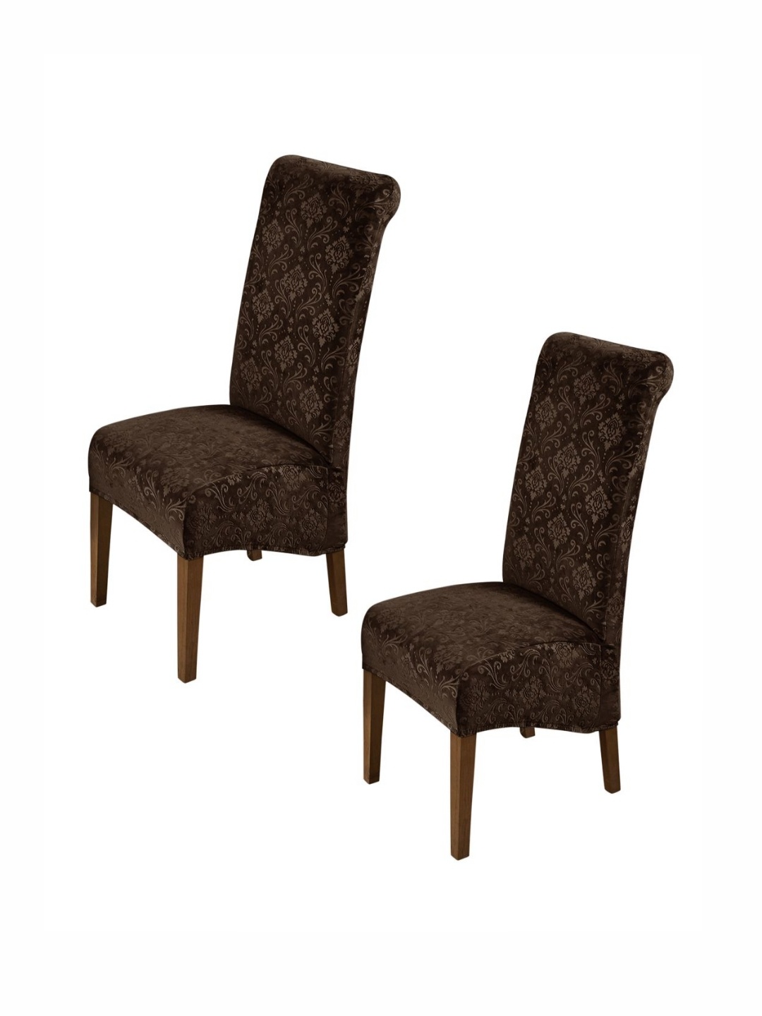 

HOKIPO Brown 2 Pieces Stretchable Velvet Long Back Chair Covers