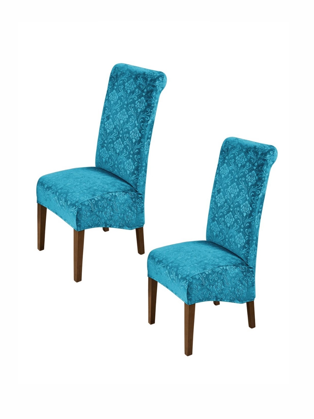 

HOKIPO Turquoise Blue 2 Pieces Stretchable Velvet Long Back Chair Covers