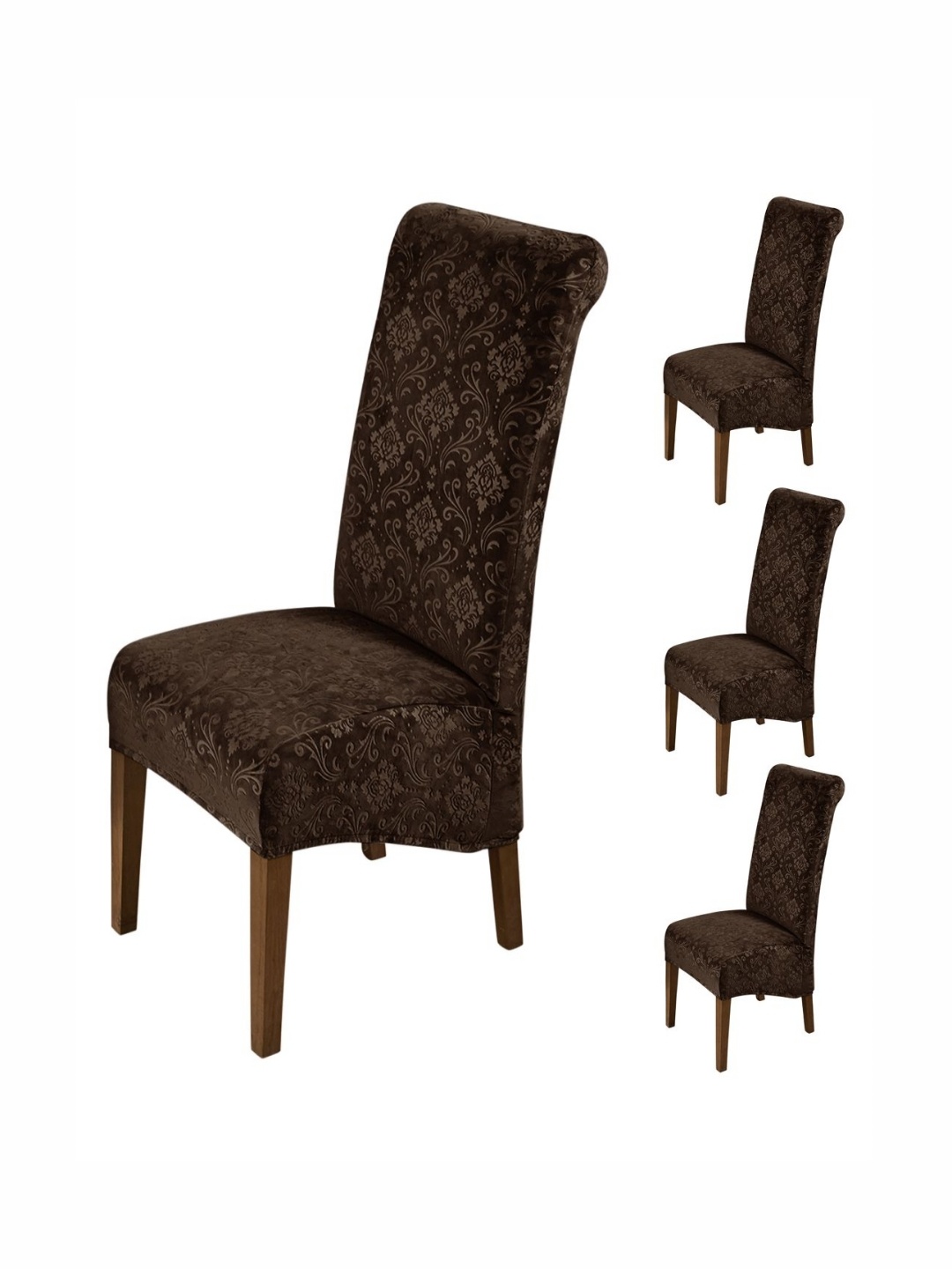 

HOKIPO Brown 4 Pieces Stretchable Velvet Long Back Chair Covers