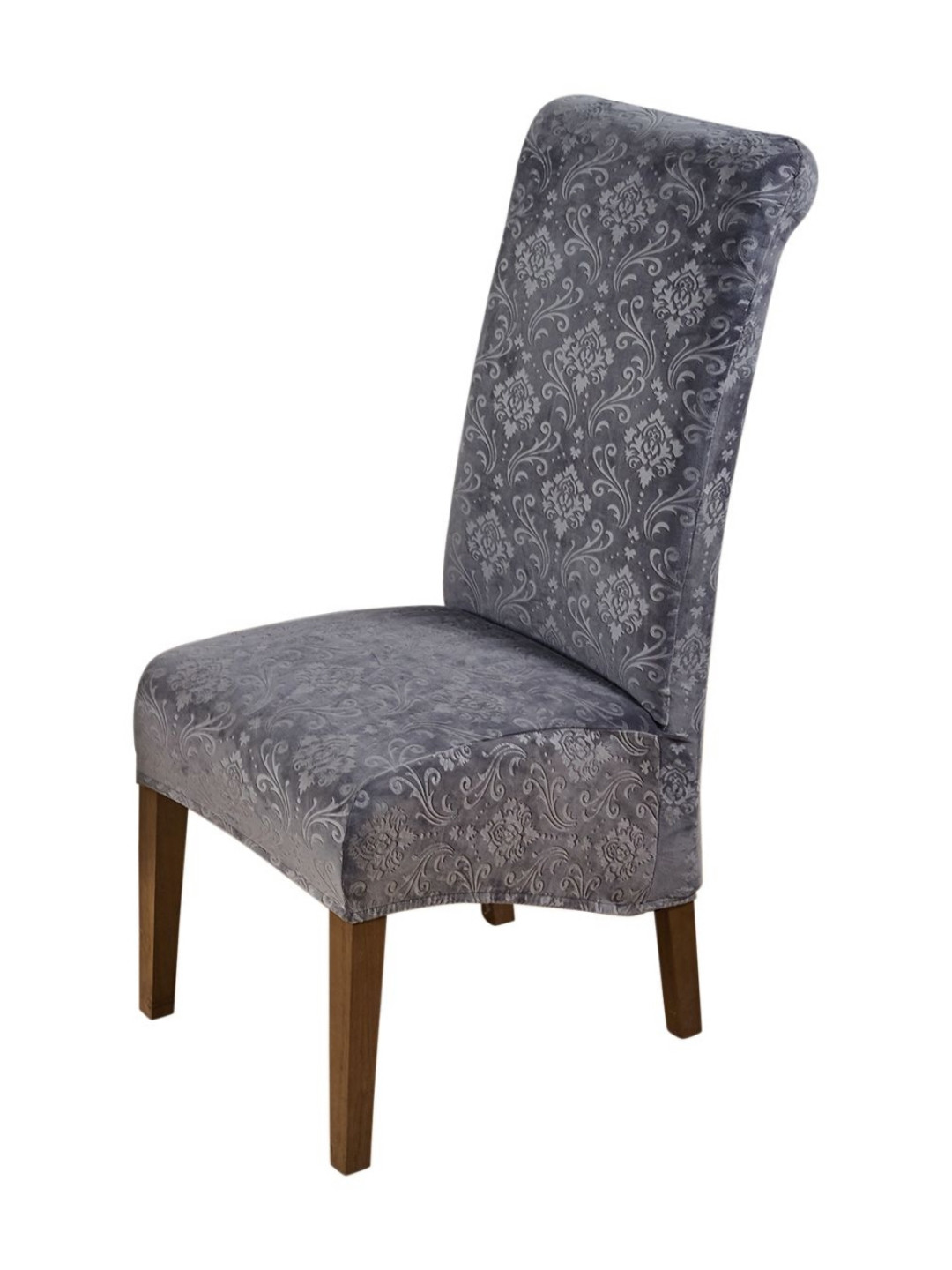 

HOKIPO Grey Stretchable Velvet Long Back Chair Covers