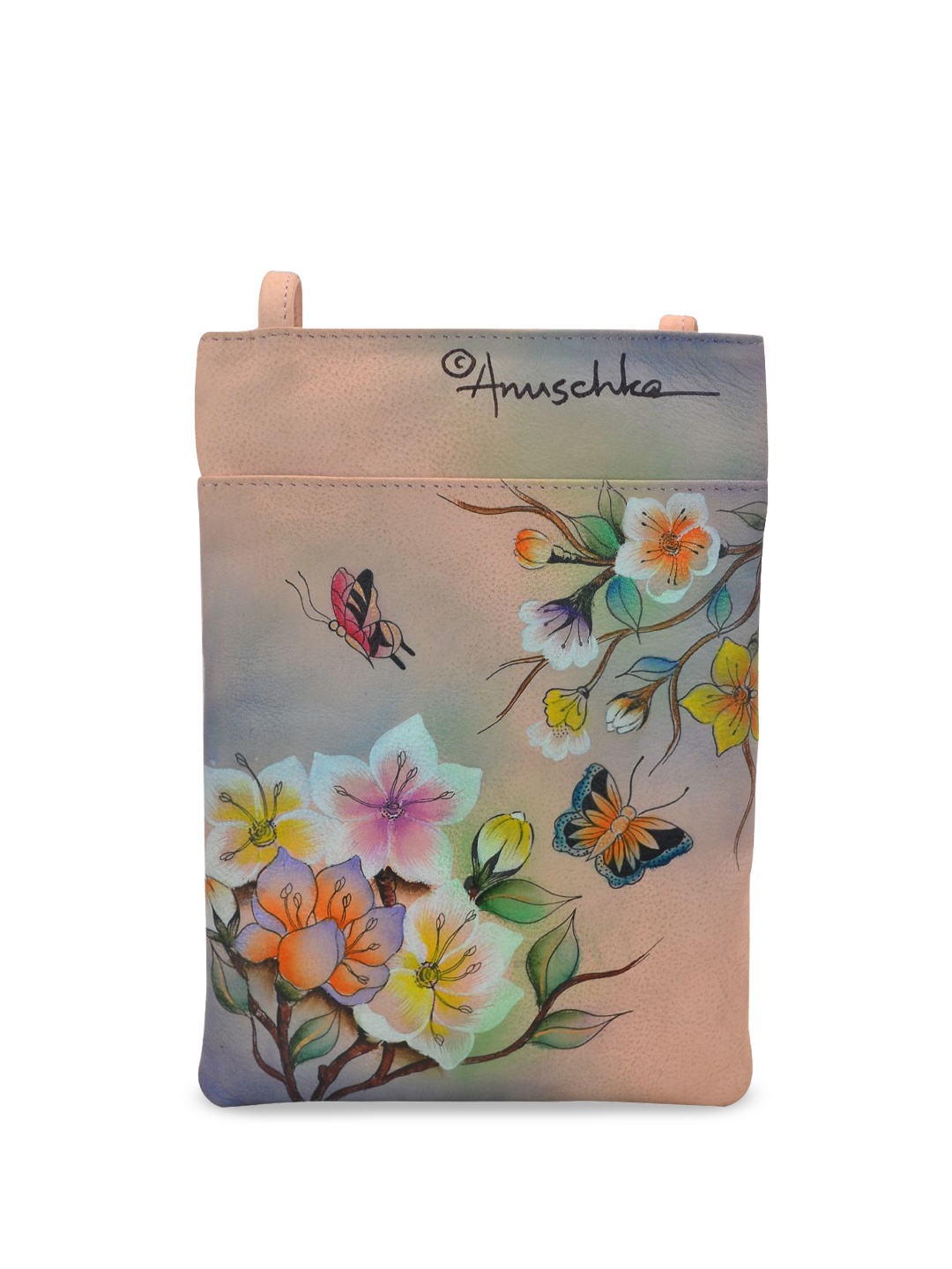 

Anuschka Floral Leather Shopper Sling Bag, Peach