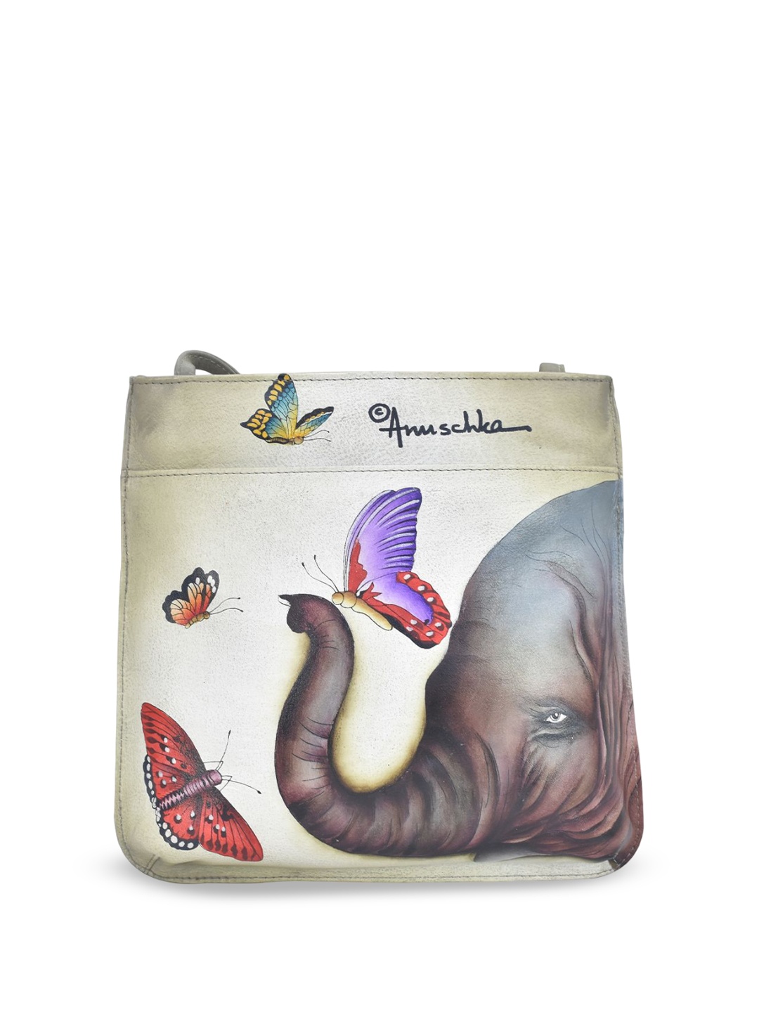 

Anuschka Printed Leather Structured Sling Bag, Taupe