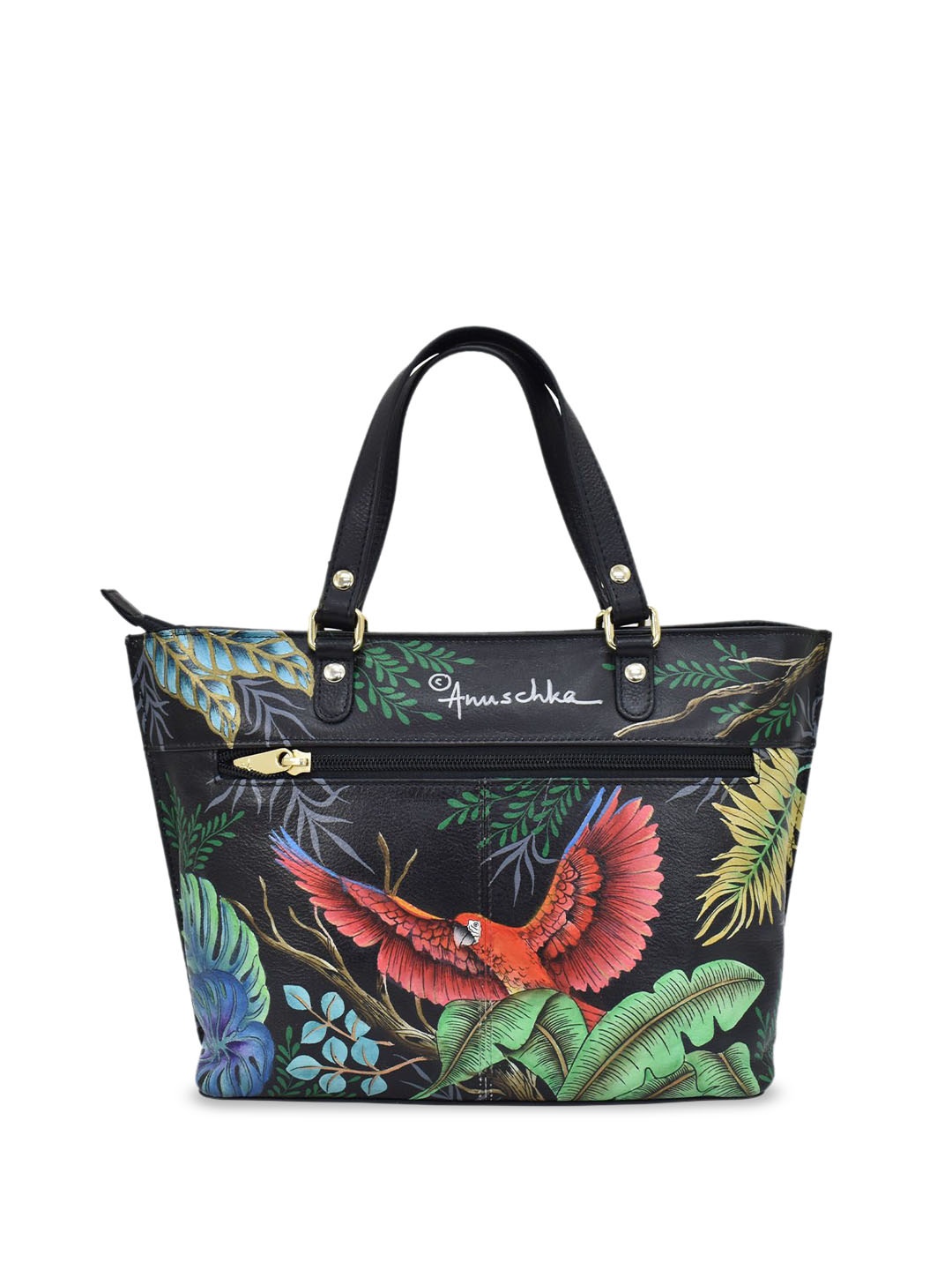 

Anuschka Floral Printed Leather Shopper Shoulder Bag with Tasselled, Black
