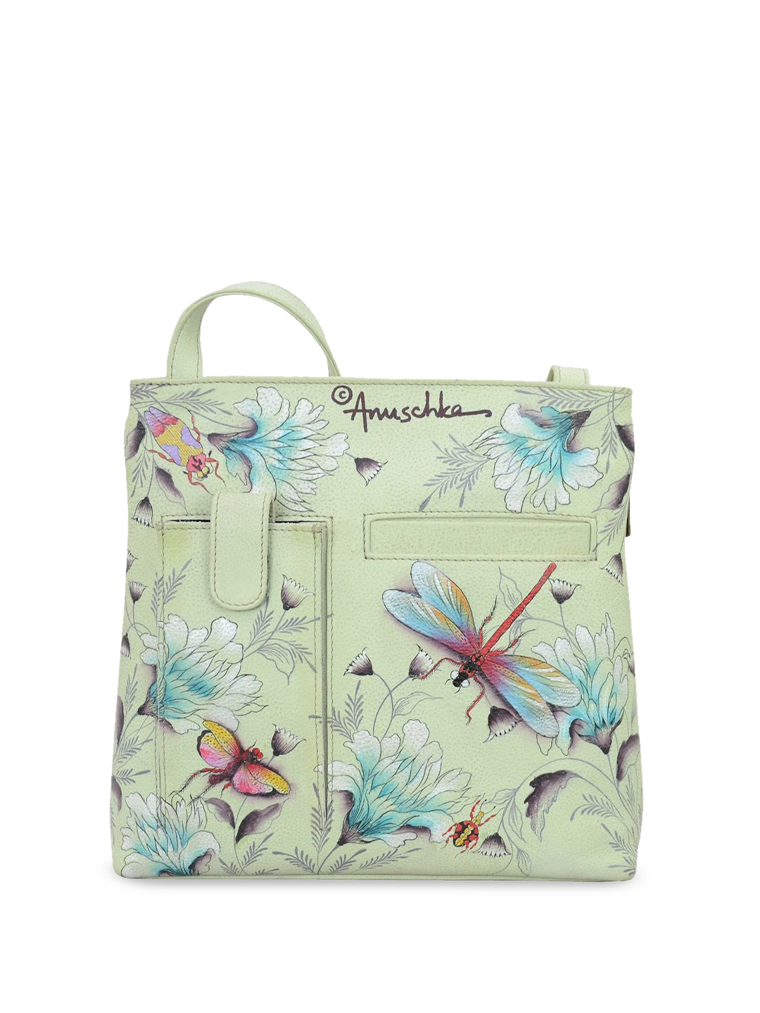 

Anuschka Floral Printed Leather Oversized Shopper Sling Bag, Green