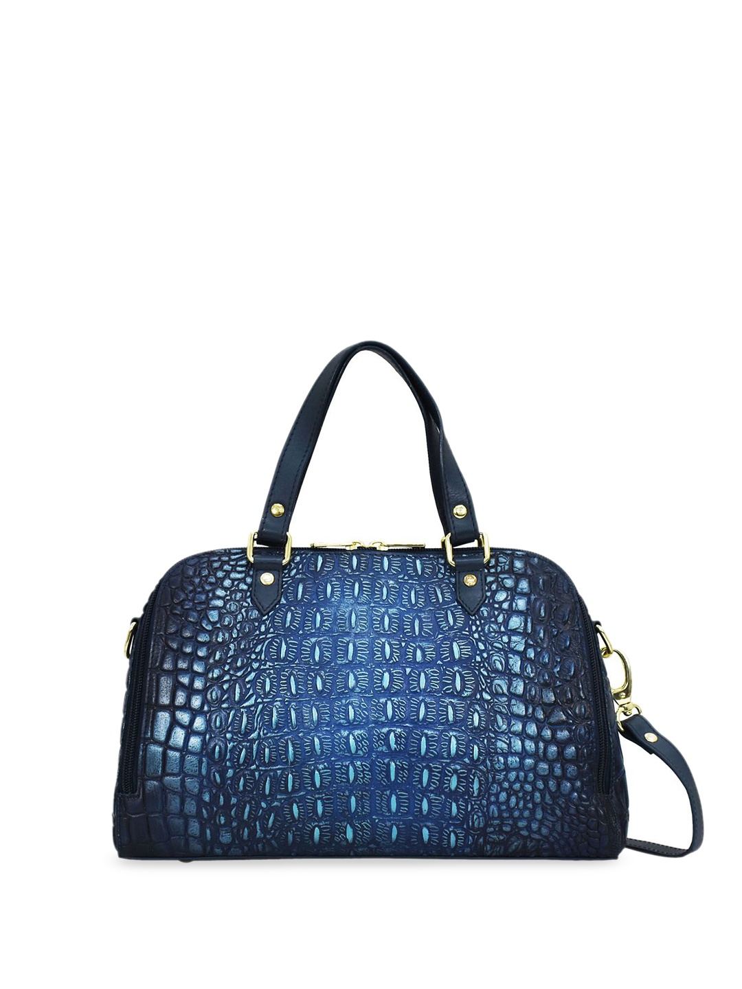 

Anuschka Leather Shopper Handheld Bag with Cut Work, Navy blue