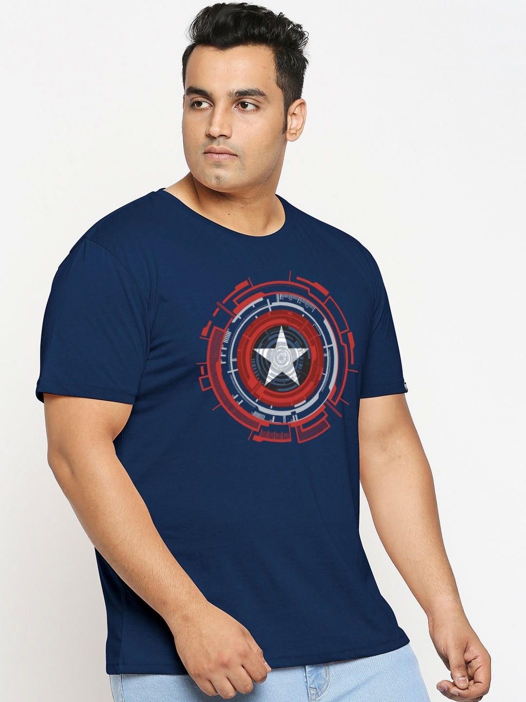 

Wear Your Opinion Plus Size Graphic Printed Round Neck Cotton T-shirt, Blue