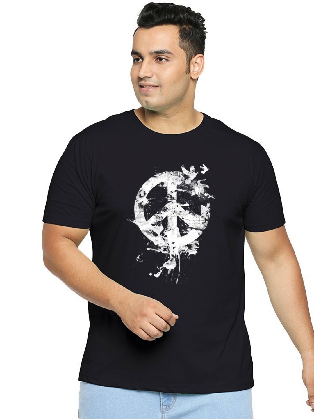 

Wear Your Opinion Plus Size Graphic Printed Round Neck Cotton T-Shirt, Black