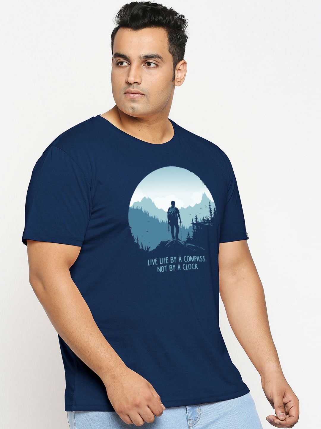 

Wear Your Opinion Plus Size Typography Printed Round Neck Cotton T-shirt, Blue
