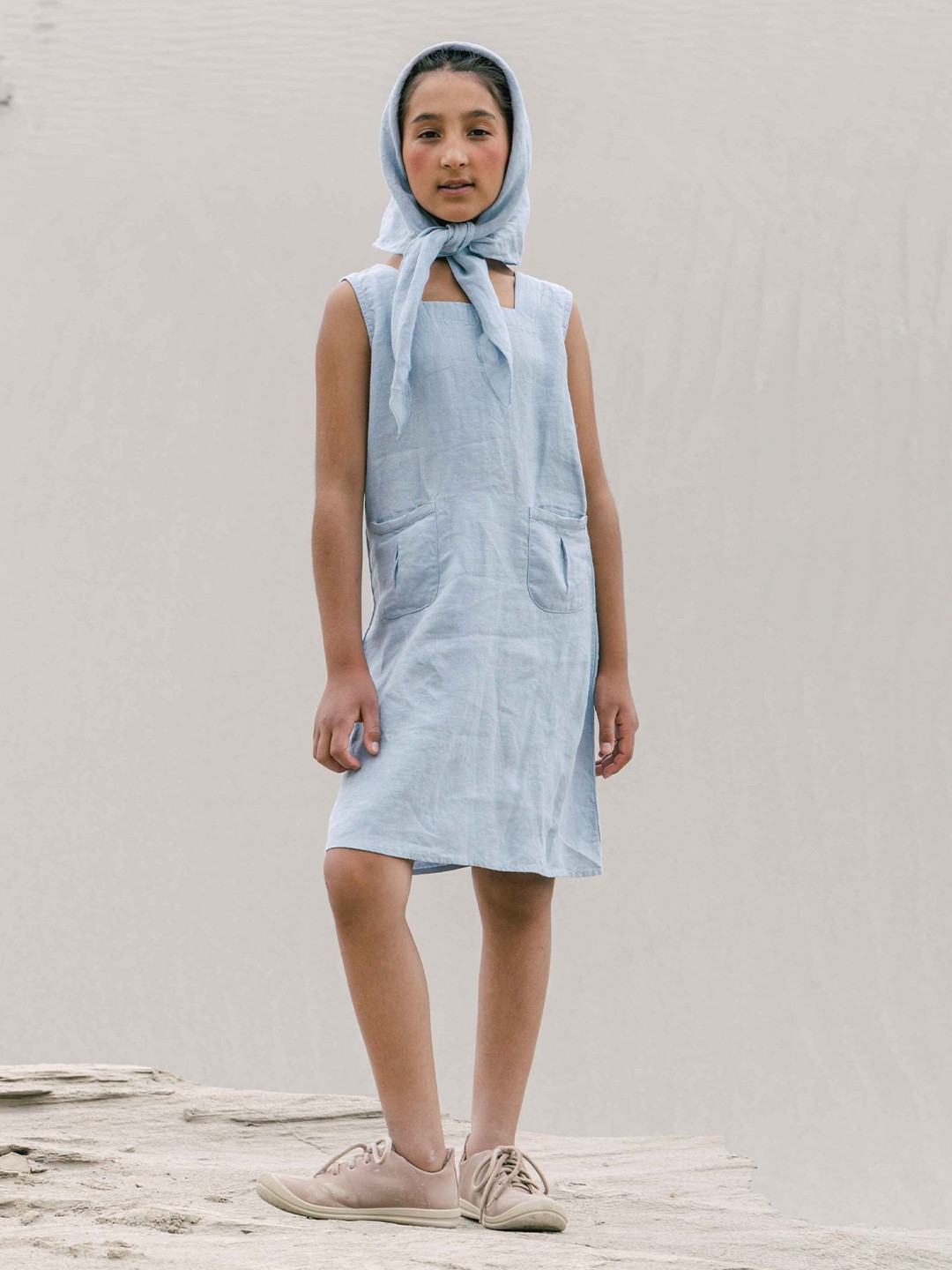 

CHI LINEN CLOTHING Linen Sheath Dress, Blue
