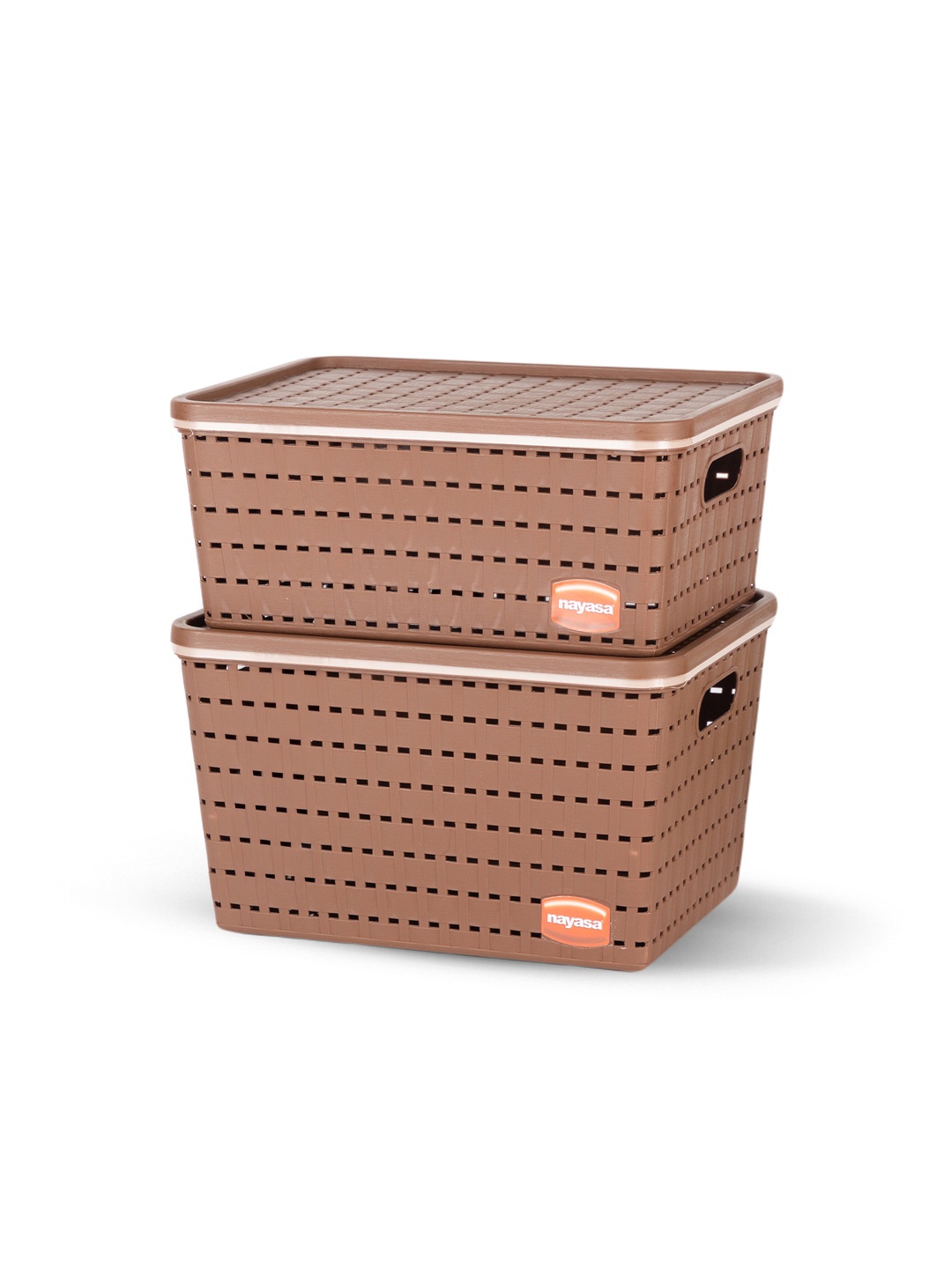 

Nayasa Gloria Set of 2 Brown Multipurpose Organizer Baskets - Medium & Large