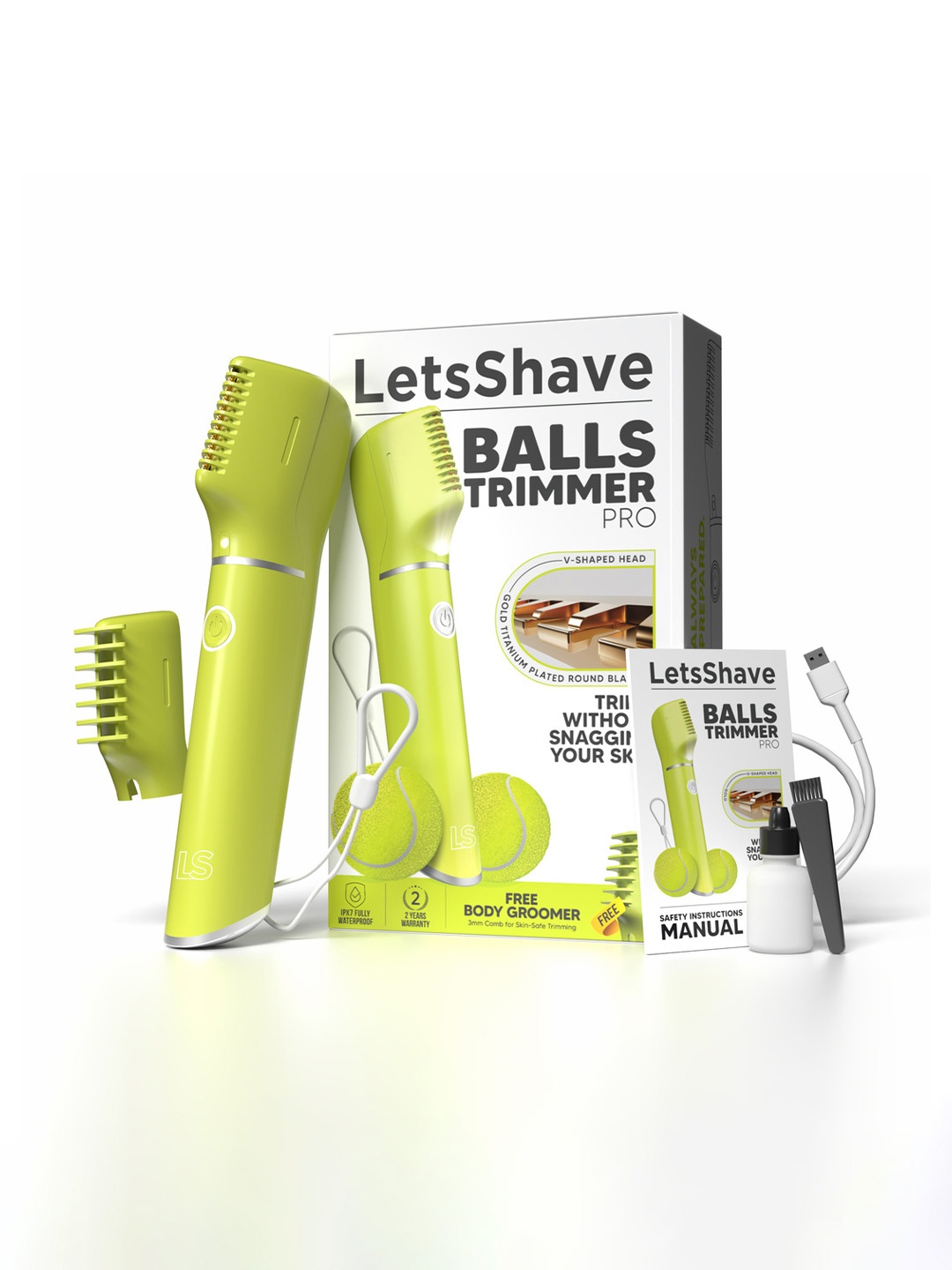 

LetsShave Waterproof Balls Trimmer, Green