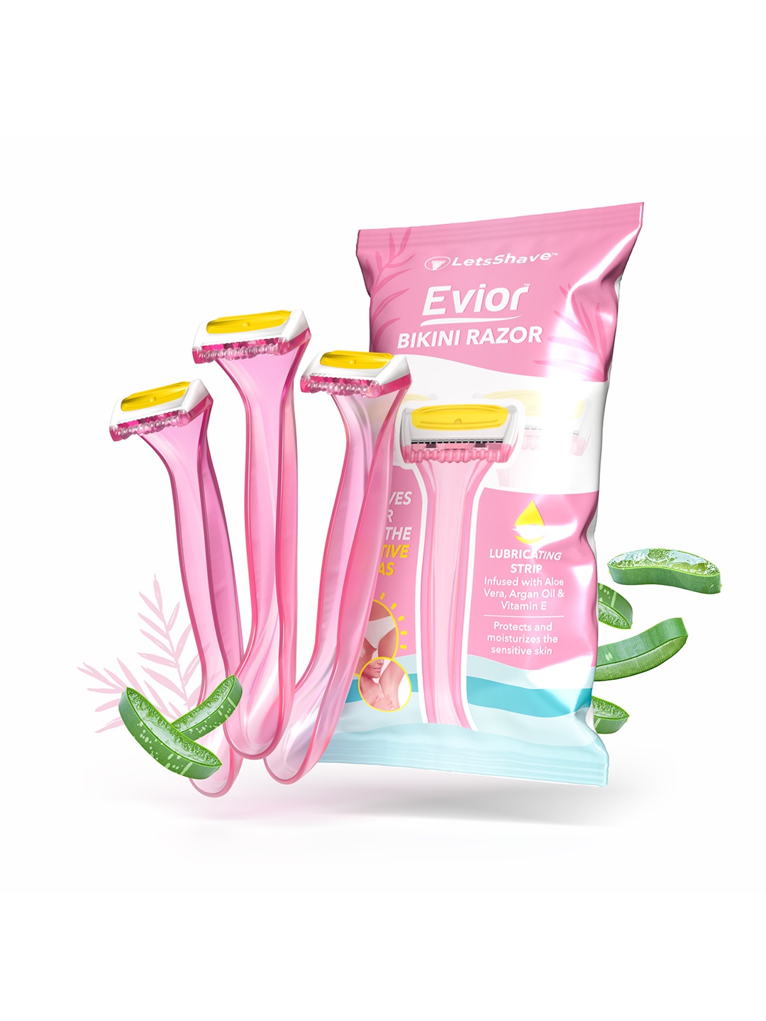 

LetsShave Set Of 3 Evior Bikini Line Razor Reusable Painless Razor, Pink