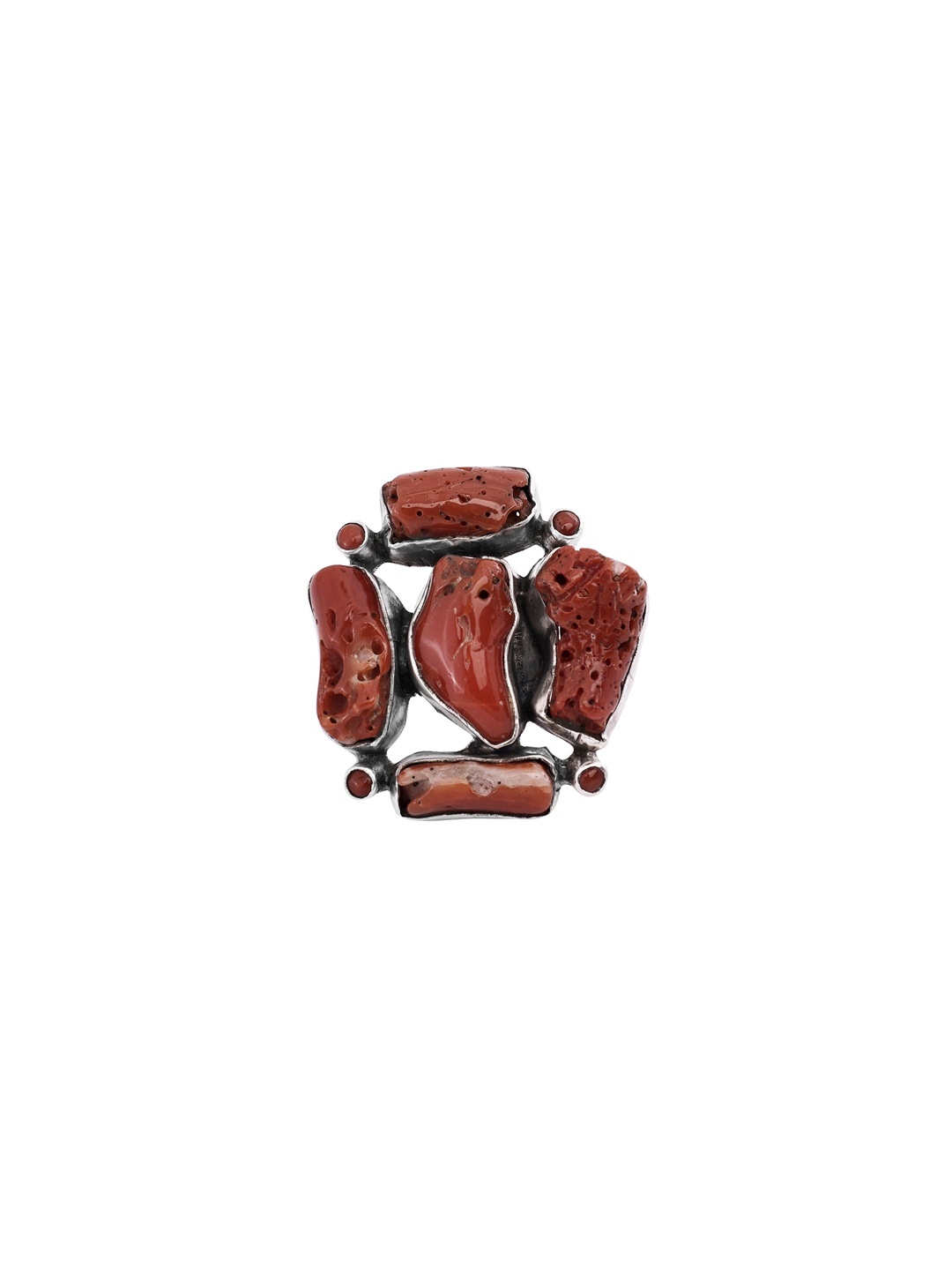 

Exotic India Coral Gemstone Stylish Sterling Silver Ring