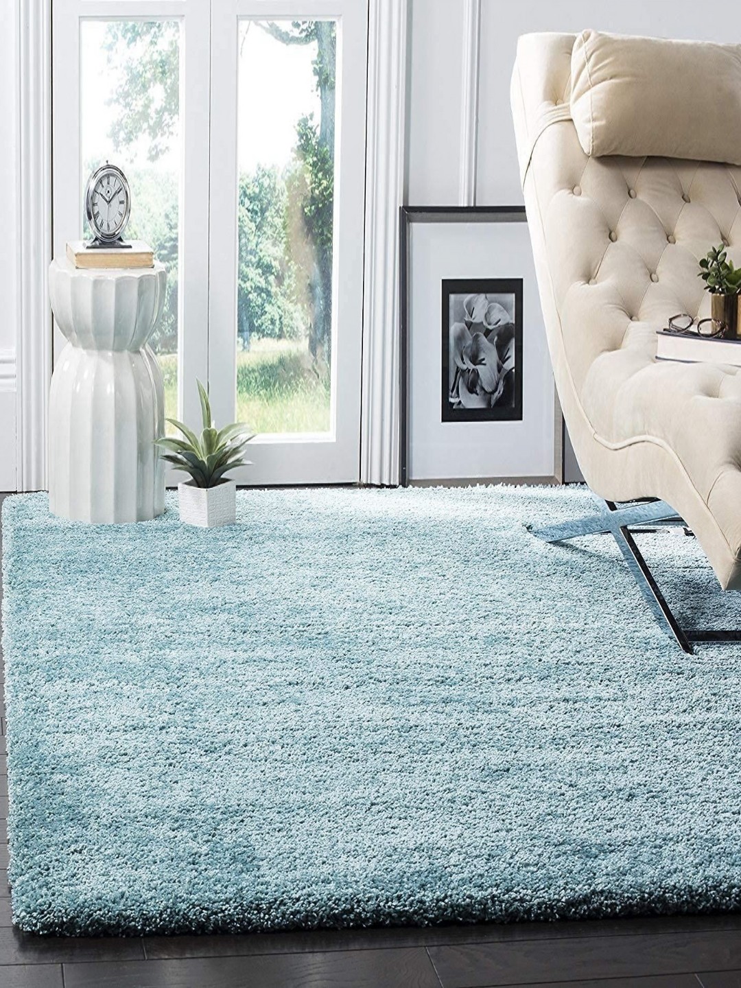 

IMRA CARPET Blue Rectangular Shaggy Carpet