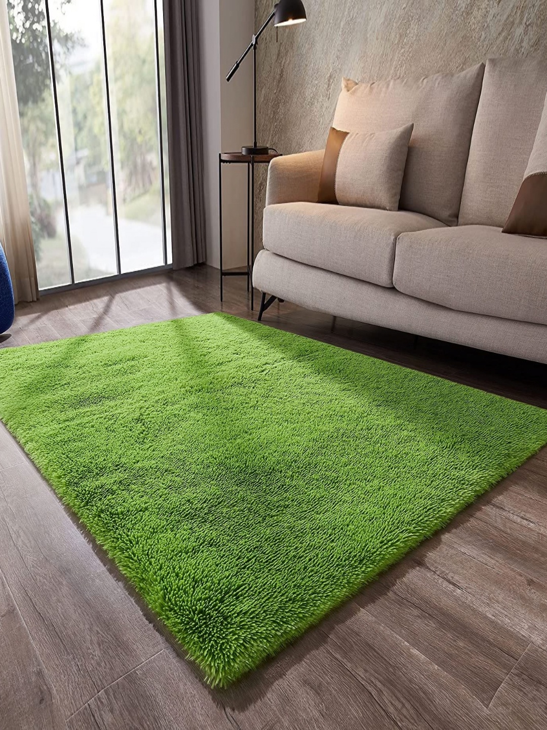 

IMRA CARPET Green Rectangular Shaggy Carpet