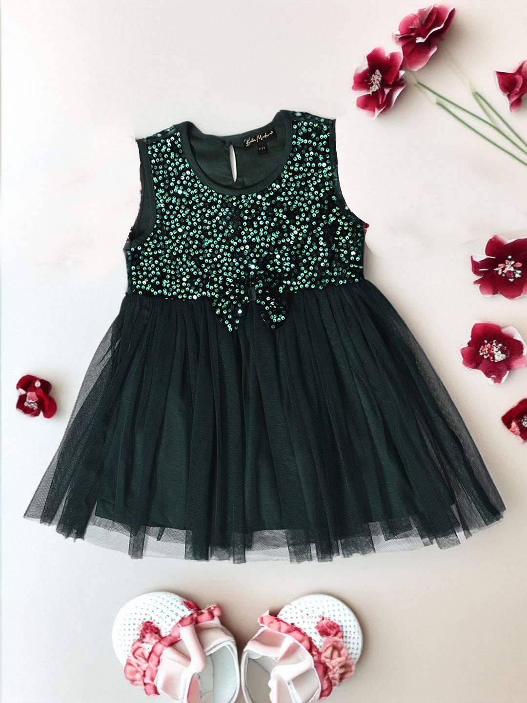 

Bella Moda Girls Sequence Fit & Flare Dress, Green