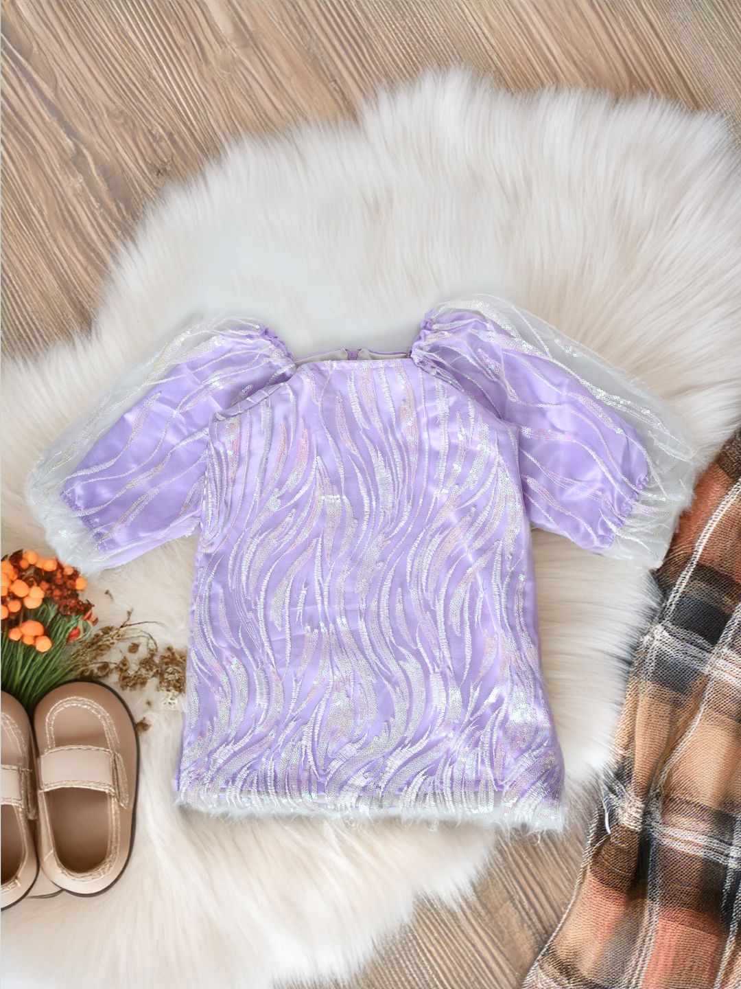 

Bella Moda Girls Embellished Satin A-line Dress, Lavender