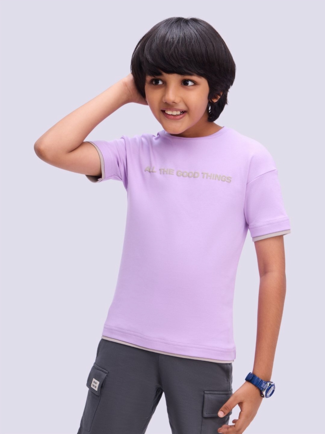

Bombay High Boys Puff Printed T-shirt, Lavender
